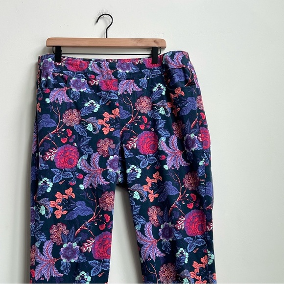 Soft Surroundings Della Ankle Zip Pants Jacobean Floral Size L 14/16 Pull On - Picture 4 of 14
